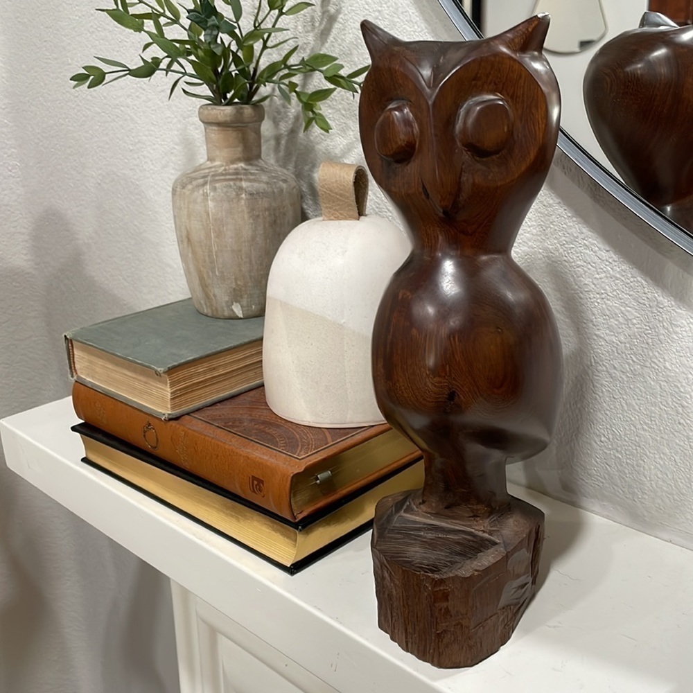 Vintage Hand-Carved Ironwood‎ Owl Sculpture